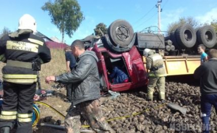 В Курской области перевернулся КамАЗ со свеклой В Курской области перевернулся КамАЗ со свеклой