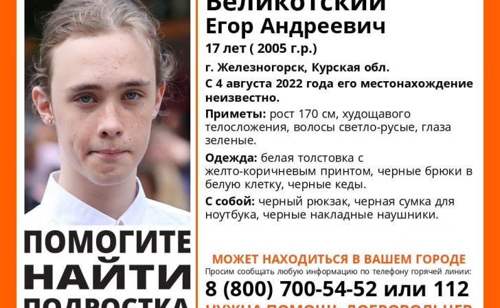 В Курской области ищут 17-летнего подростка