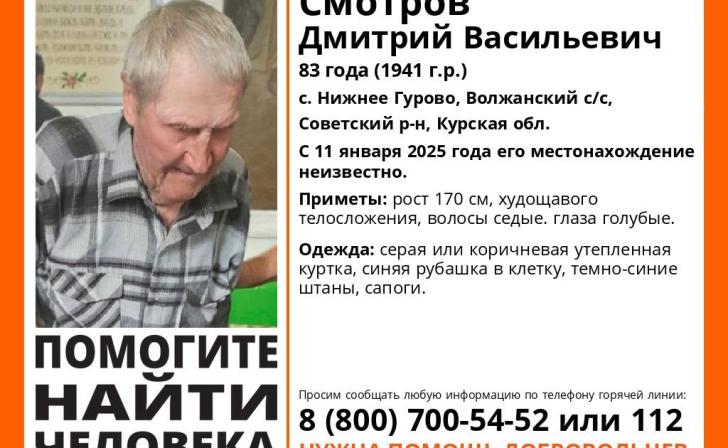 В Курской области ищут пропавшего 83-летнего мужчину
