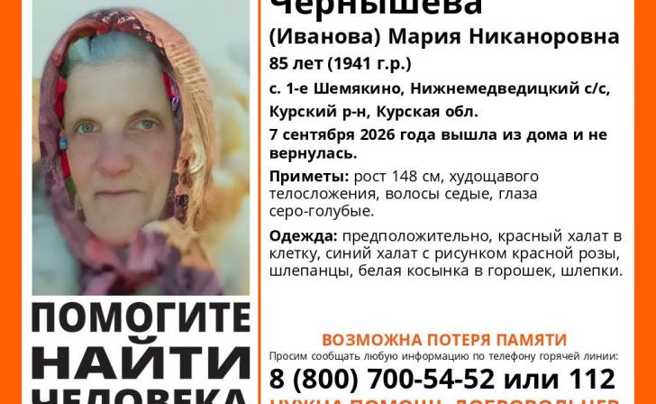 Курские волонтеры собирают добровольцев на поиски пропавшей 85-летней женщины