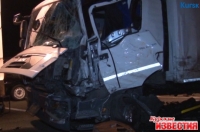 Под Курском пассажирский автобус столкнулся с грузовиками:14 пострадавших