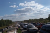Курская область. После «Боя на Северном фасе» собралась огромная пробка и произошло несколько ДТП